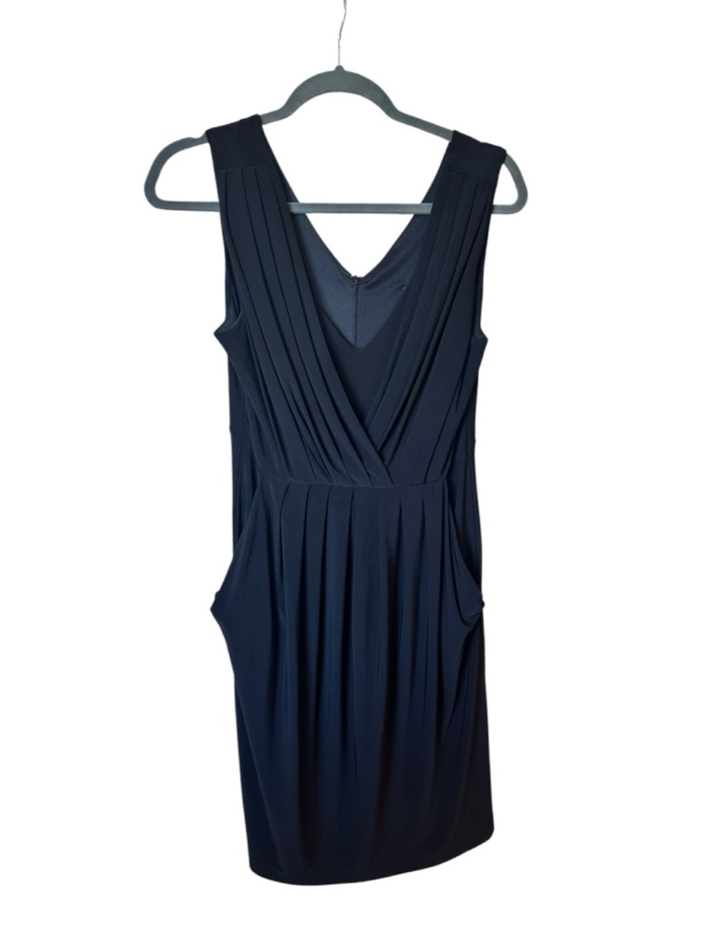 Bisou Bisou Black Pleated V-Neck Midi Dress